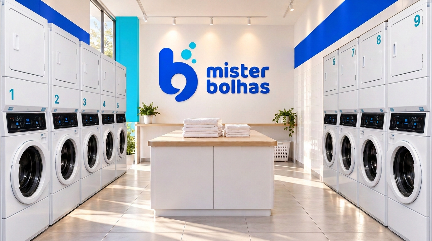 Interior de uma loja Mister Bolhas com lavadoras